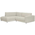 ECKSOFA in Cord Creme  - Creme/Schwarz, Design, Kunststoff/Textil (224/265cm) - Hom`in