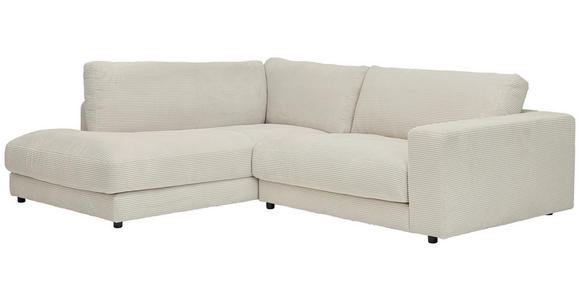 ECKSOFA in Cord Creme  - Creme/Schwarz, Design, Kunststoff/Textil (224/265cm) - Hom`in