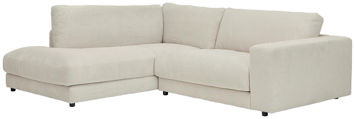 ECKSOFA in Cord Creme  - Creme/Schwarz, Design, Kunststoff/Textil (224/265cm) - Hom`in