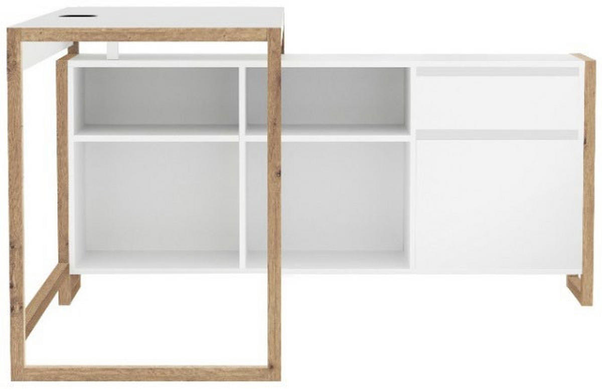 ECKSCHREIBTISCH 139/139/75 cm  in Weiß, Eiche Artisan  - Weiß/Eiche Artisan, MODERN, Holzwerkstoff (139/139/75cm) - MID.YOU