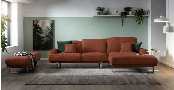 ECKSOFA in Webstoff Rostfarben 304/184 cm - Rostfarben, Design, Textil/Metall (304/184cm) - Dieter Knoll