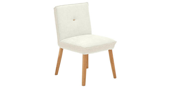 STUHL Webstoff, Mikrofaser Creme Eiche vollmassiv  - Eichefarben/Creme, Design, Holz/Textil (49/86/67cm) - Linea Natura