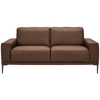 2-SITZER-SOFA  in Echtleder Braun   - Schwarz/Braun, Design, Leder/Metall (180/82/92cm) - Johann Jakob