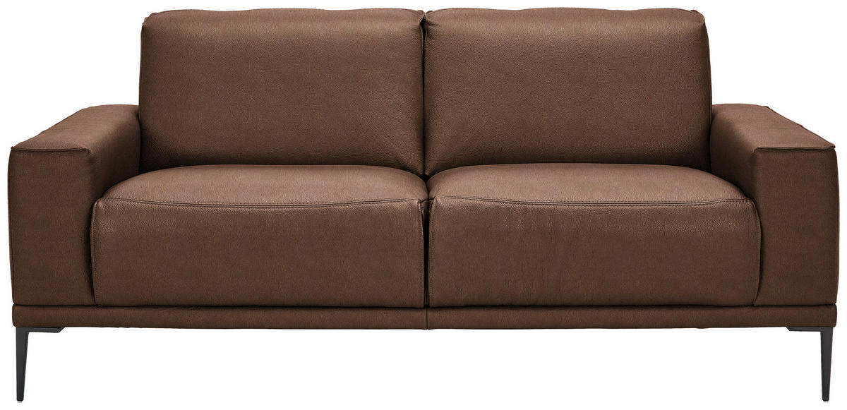 2-SITZER-SOFA  in Echtleder Braun   - Schwarz/Braun, Design, Leder/Metall (180/82/92cm) - Johann Jakob