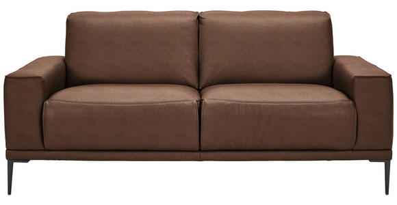 2-SITZER-SOFA  in Echtleder Braun   - Schwarz/Braun, Design, Leder/Metall (180/82/92cm) - Johann Jakob