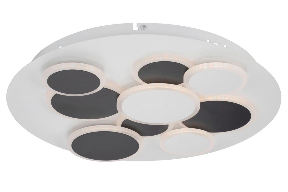 STROPNÍ LED SVÍTIDLO, 46,8/6 cm  - bílá/černá, Trend, kov/plast (46,8/6cm) - Novel