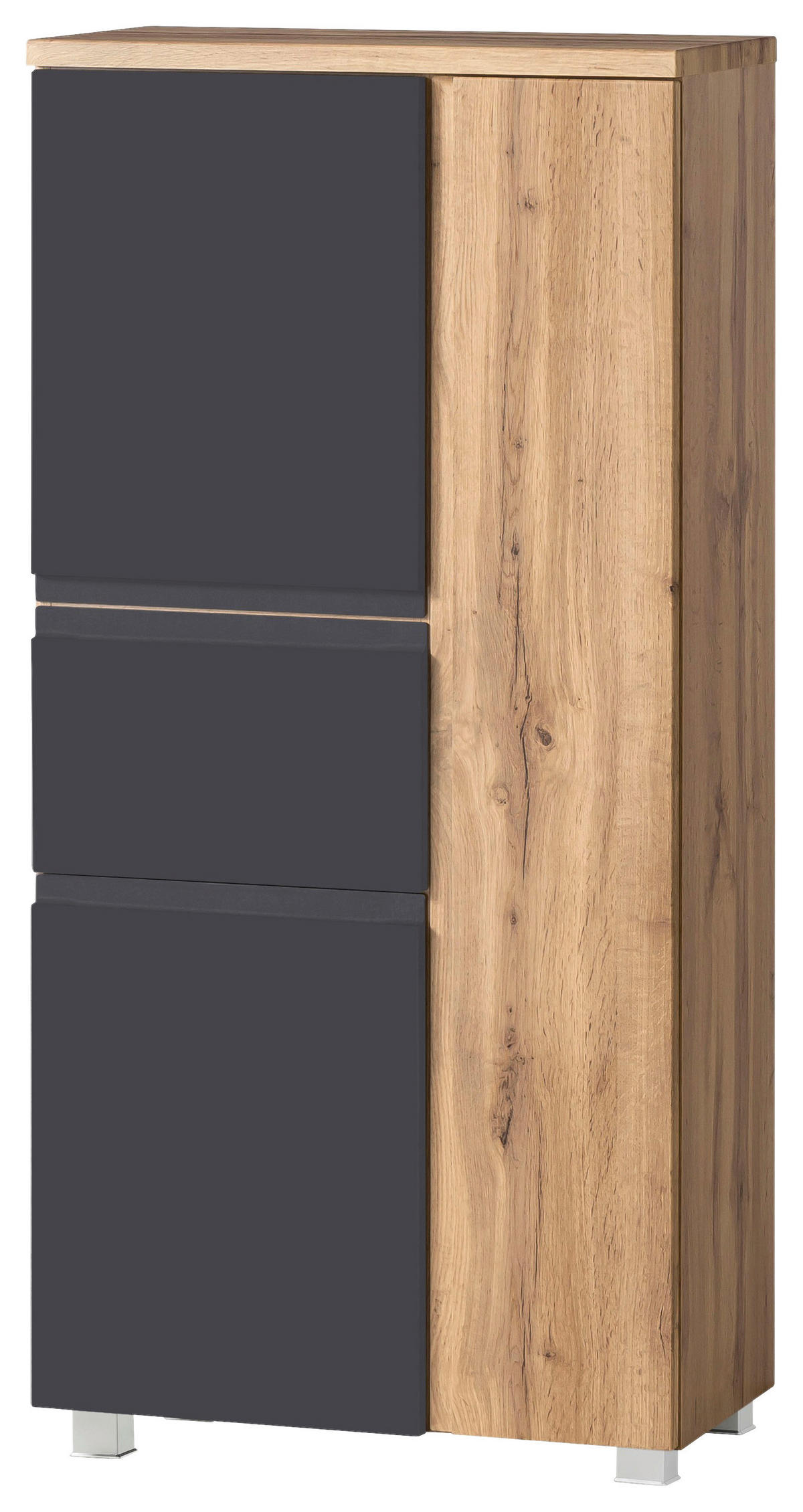 MIDISCHRANK 65/130/35 cm  - Eiche Wotan/Silberfarben, MODERN, Holzwerkstoff/Kunststoff (65/130/35cm) - Held