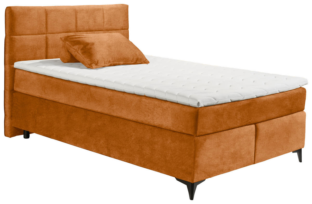 BOXSPRINGBETT 140/200 cm  in Orange  - Schwarz/Orange, Design, Holzwerkstoff/Kunststoff (140/200cm) - Xora