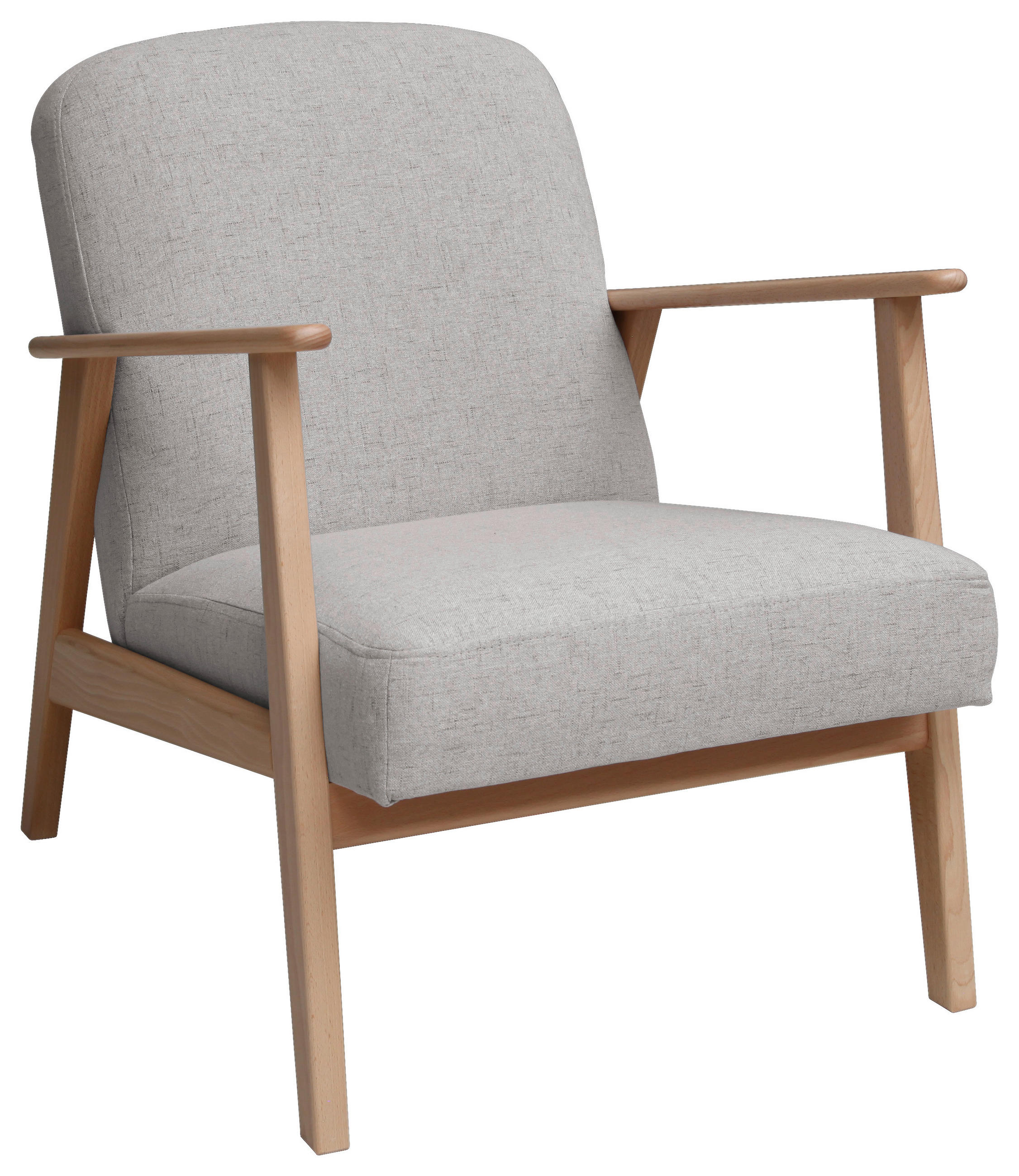 SESSEL in Webstoff Grau, Buchefarben, Beige  - Beige/Buchefarben, Modern, Holz/Textil (63/78/78cm) - Livetastic