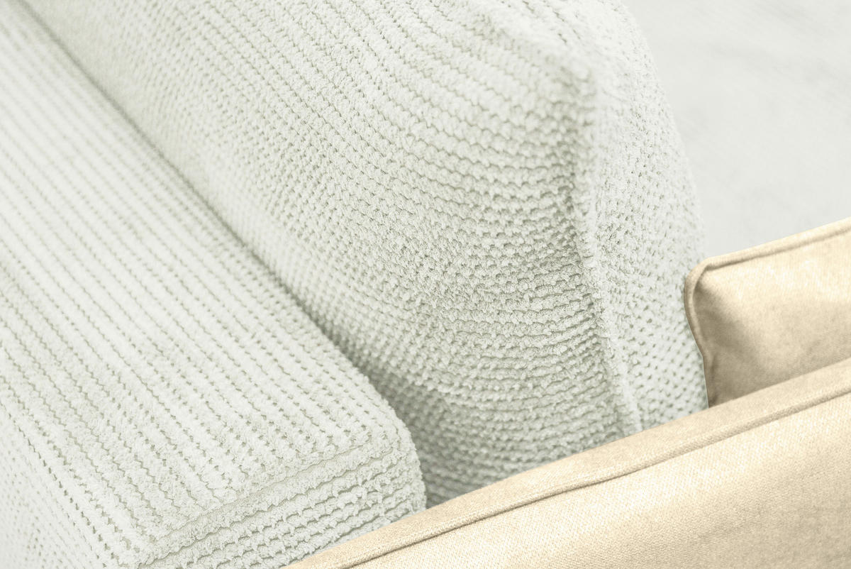 SCHLAFSOFA Cord, Flachgewebe Creme, Weiß  - Creme/Schwarz, KONVENTIONELL, Textil/Metall (223/72/100cm) - Carryhome