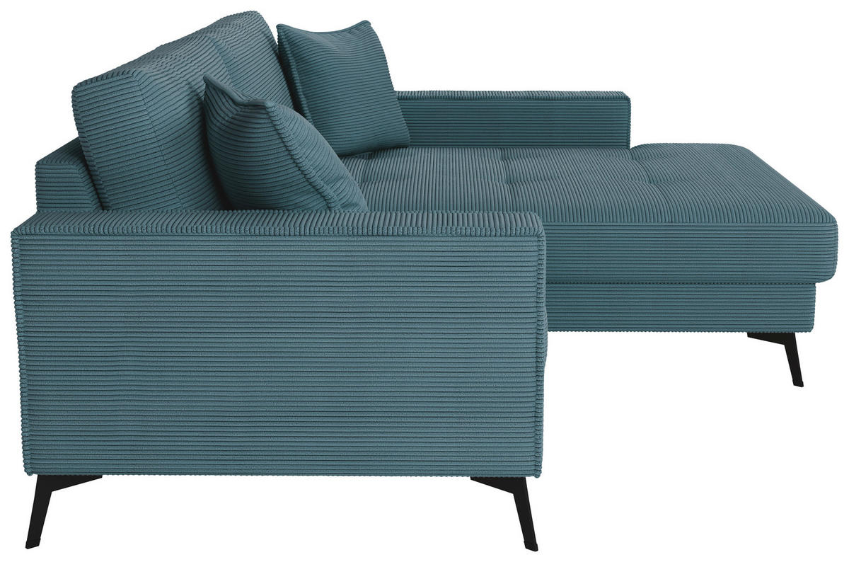 ECKSOFA TED Blau Cord Zierkissen  - Blau/Schwarz, Trend, Textil/Metall (228/174cm) - P & B