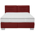 BOXSPRINGBETT 200/200 cm,  in Rot, Matratze, gepolstertes Kopfteil, H2 + H4 = mittel + sehr fest  - Chromfarben/Rot, KONVENTIONELL, Textil (200/200cm) - Dieter Knoll