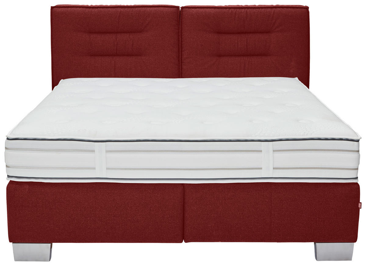 BOXSPRINGBETT 200/200 cm  in Rot  - Chromfarben/Rot, Konventionell, Textil (200/200cm) - Dieter Knoll