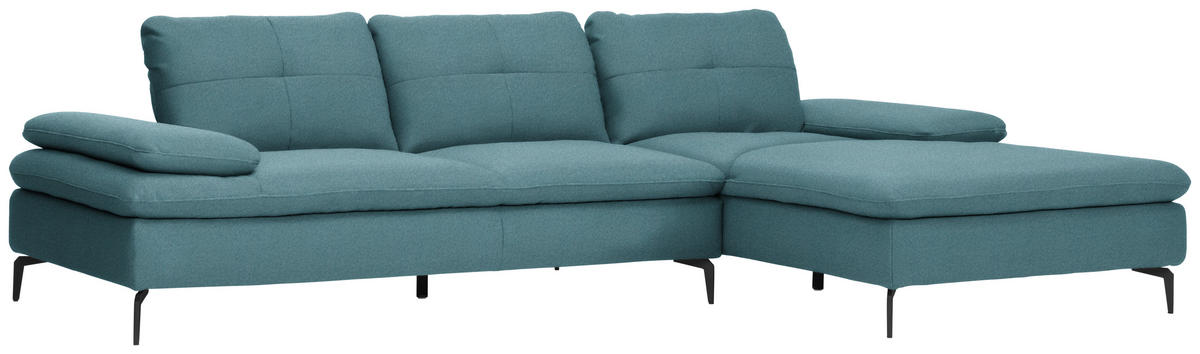 ECKSOFA in Webstoff Hellblau  301/179 cm  - Schwarz/Hellblau, Design, Textil/Metall (301/179cm) - Chilliano