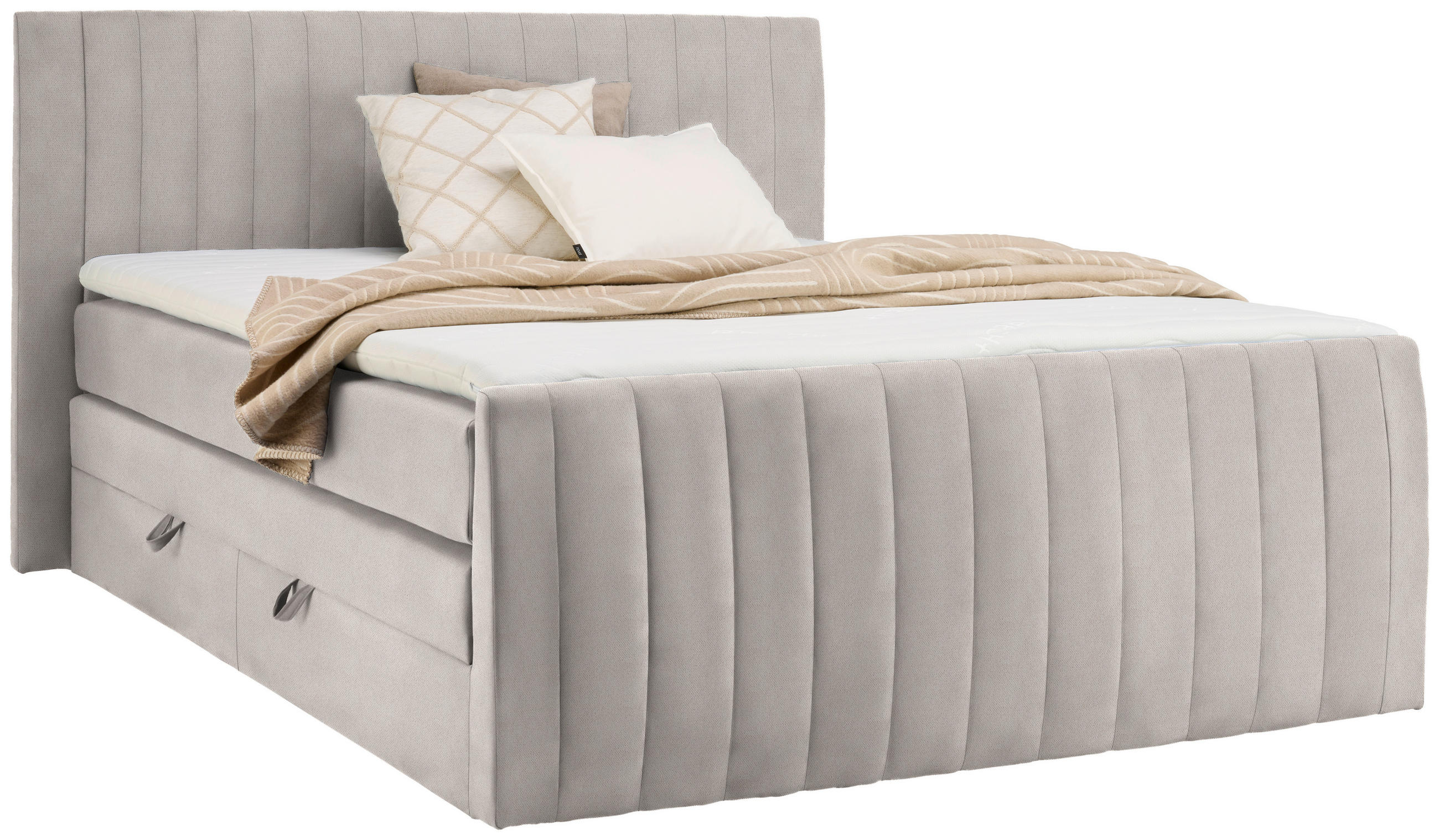BOXSPRINGBETT 160/200 cm  in Beige  - Beige/Schwarz, Konventionell, Kunststoff/Textil (160/200cm) - Carryhome