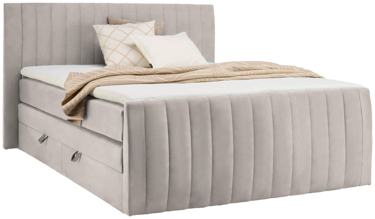 BOXSPRINGBETT 180/200 cm  in Beige  - Beige/Schwarz, KONVENTIONELL, Kunststoff/Textil (180/200cm) - Carryhome