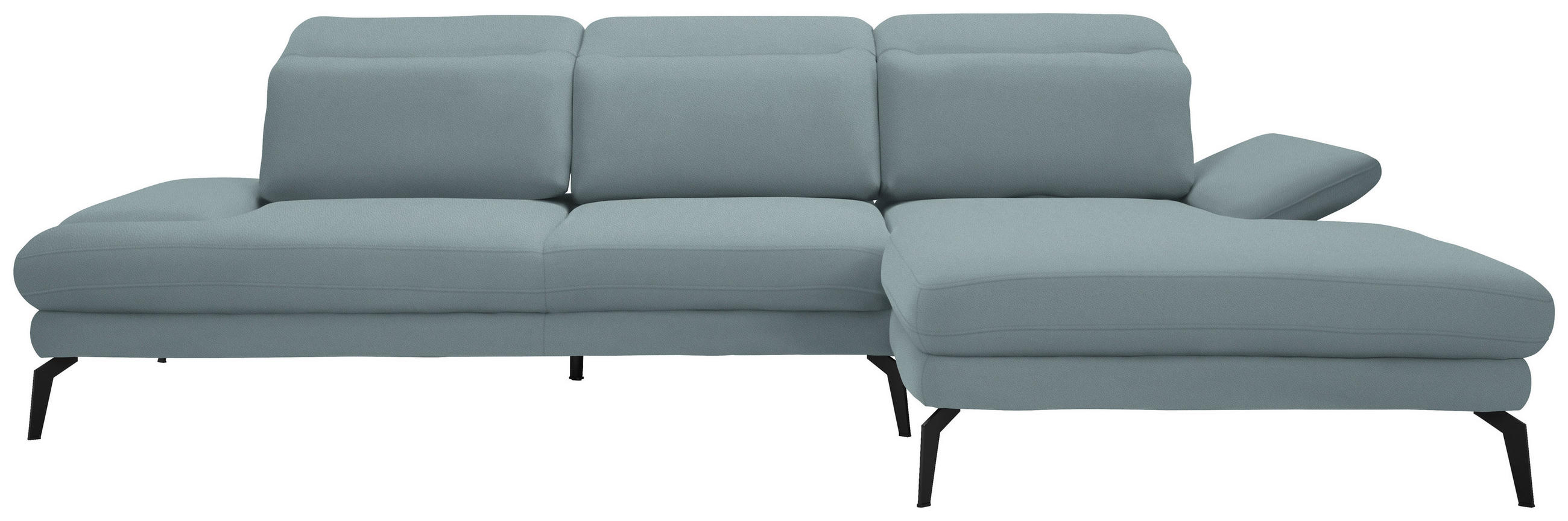 ECKSOFA in Flachgewebe Hellblau  - Schwarz/Hellblau, Design, Textil/Metall (289/180cm) - Stylife