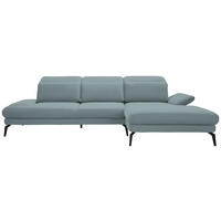 ECKSOFA in Flachgewebe Hellblau  - Schwarz/Hellblau, Design, Textil/Metall (289/180cm) - Stylife