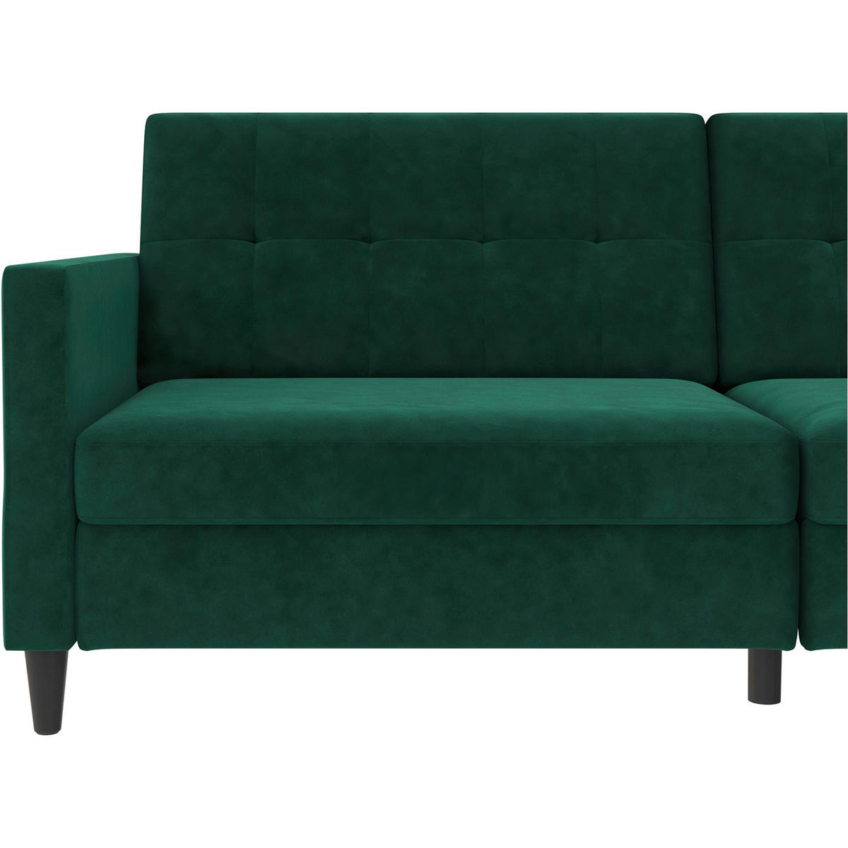 SCHLAFSOFA HANNOVER in Samt Dunkelgrün Vintage, Skandinavisch, Modern  - Dunkelgrün/Schwarz, Basics, Kunststoff/Textil (203/82/83cm) - Livetastic