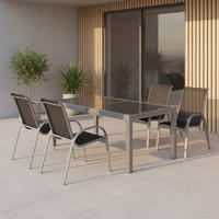 GARTENTISCHGRUPPE  - Silberfarben/Schwarz, MODERN, Textil/Metall - Gardenson