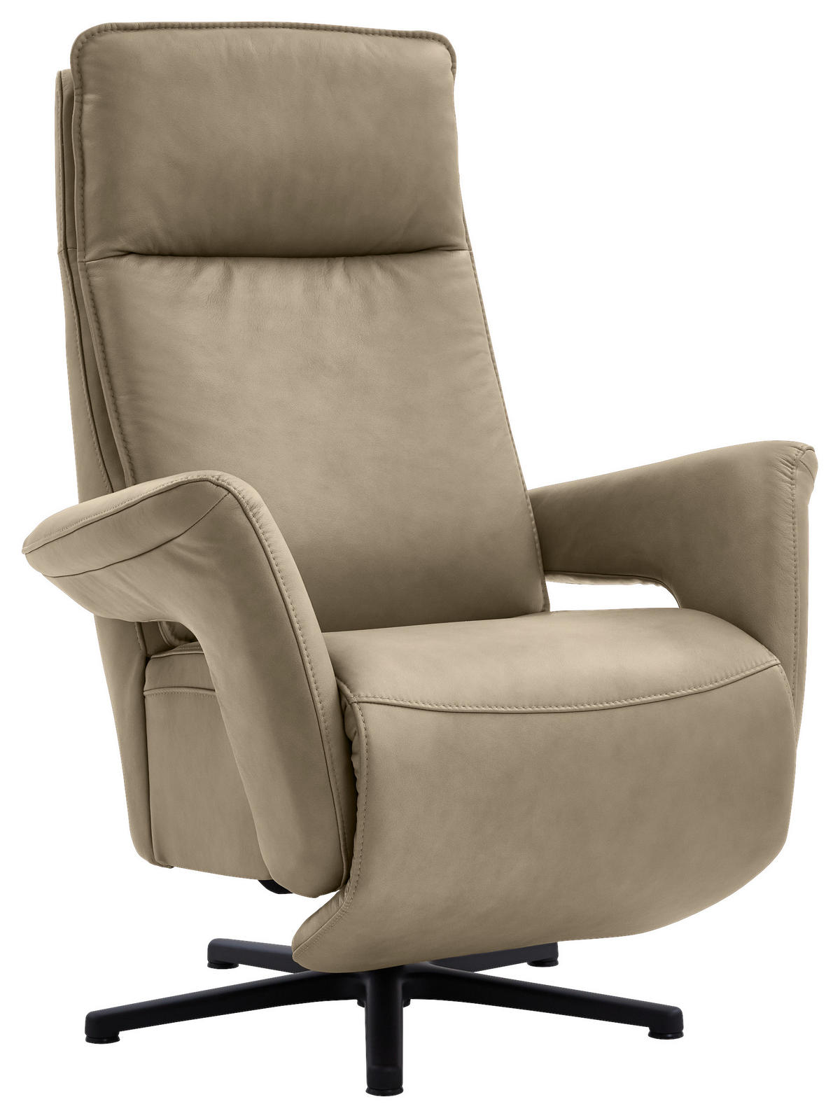 RELAXSESSEL Leder Hellbraun  - Hellbraun/Schwarz, Design, Leder/Metall (83/112/87-174cm) - Valdera