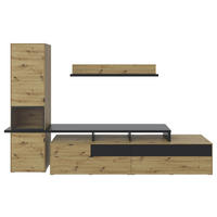 REGAL ZA DNEVNI BORAVAK crna, hrast Artisan   - hrast Artisan/crna, Design, staklo/drvni materijal (305,5/192,5/49cm) - Carryhome