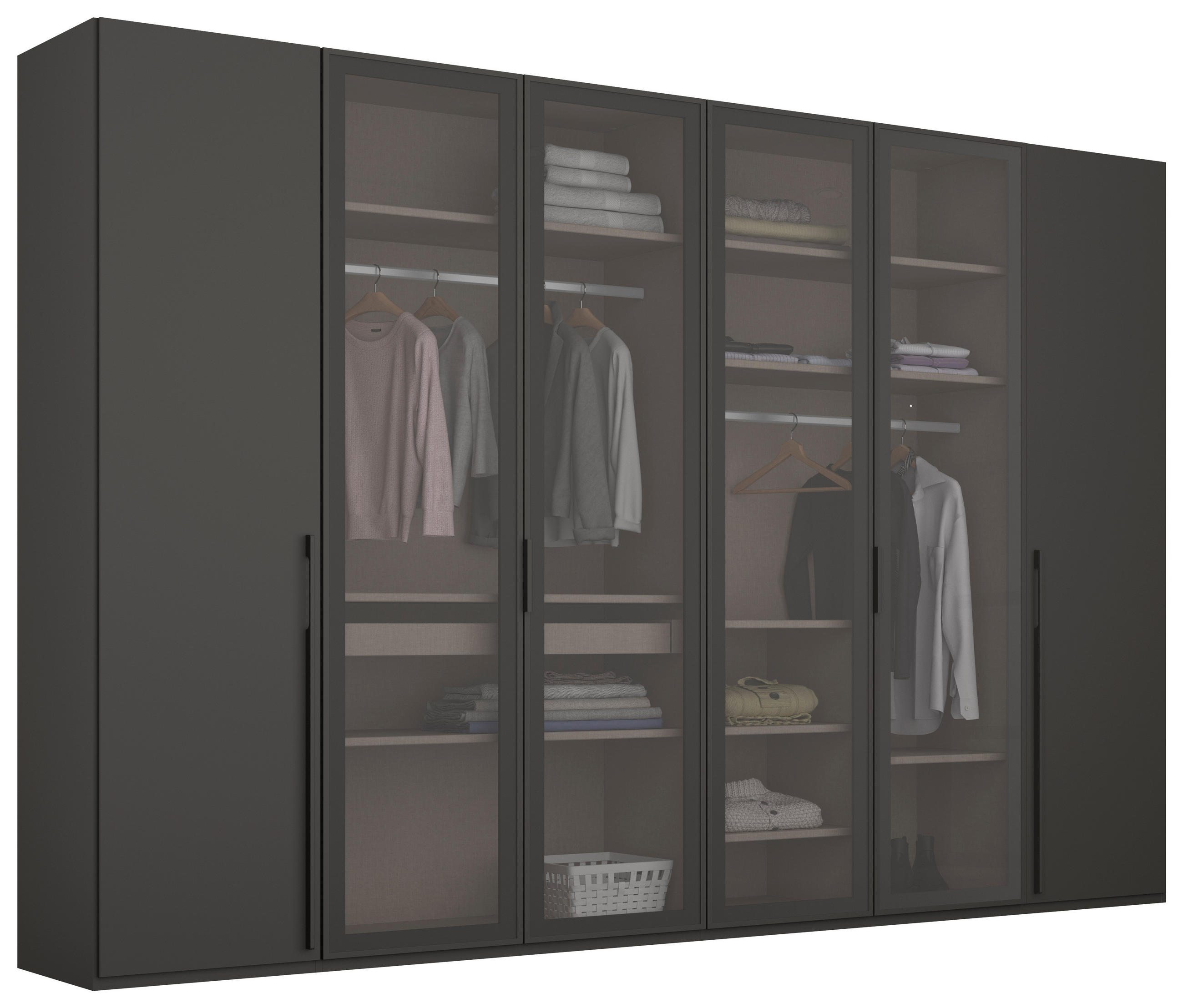 DREHTÜRENSCHRANK 301/223/60 cm 6-türig Graphitfarben  - Graphitfarben, Trend, Glas/Holzwerkstoff (301/223/60cm) - Novel