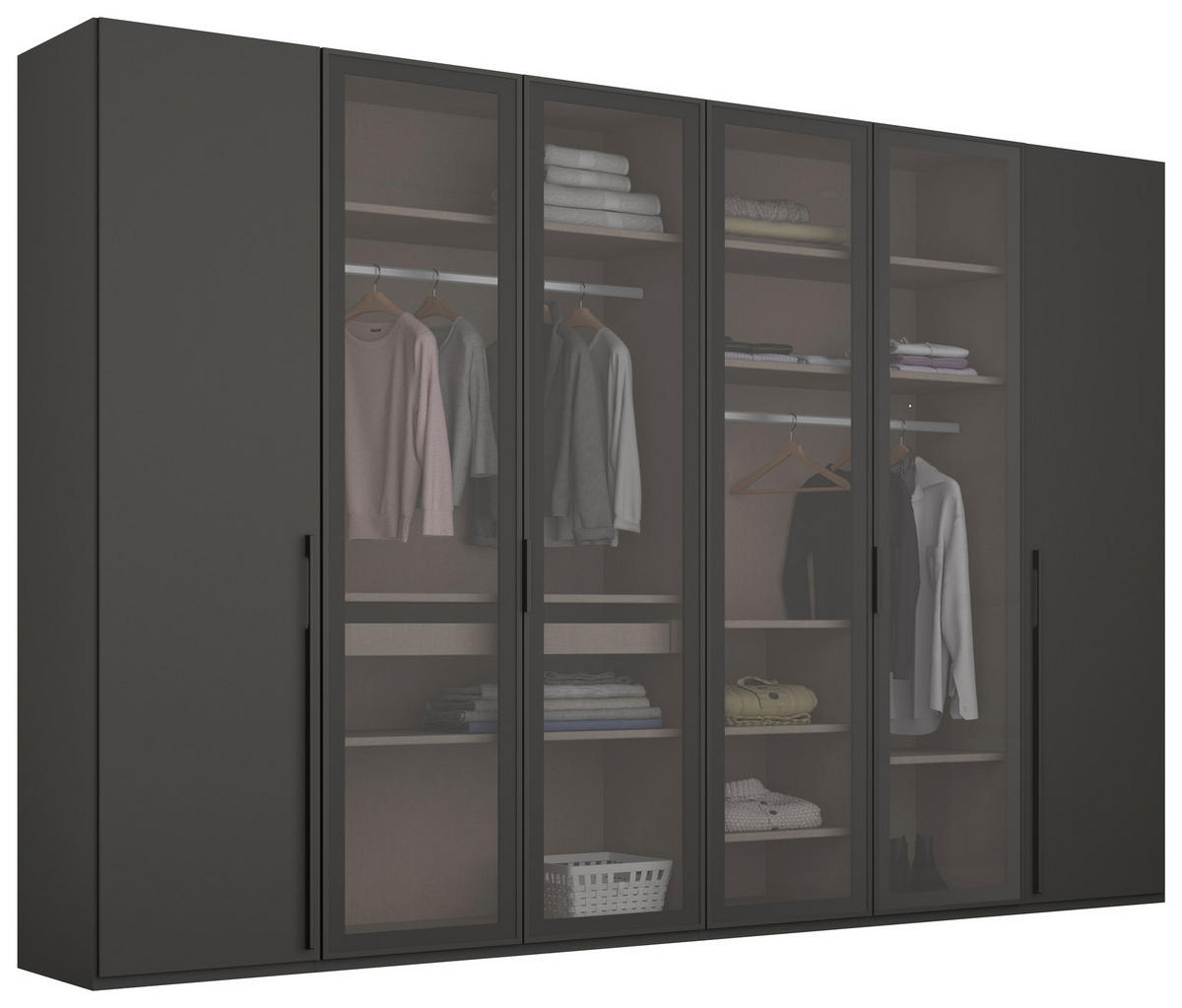 DREHTÜRENSCHRANK  in Graphitfarben  - Graphitfarben, Trend, Glas/Holzwerkstoff (301/223/60cm) - Novel