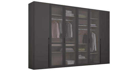 DREHTÜRENSCHRANK 301/235/60 cm 6-türig Graphitfarben - Graphitfarben/Grau, Trend, Glas/Holzwerkstoff (301/235/60cm) - Novel