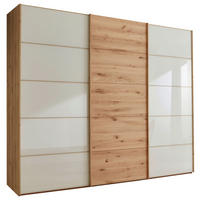 FÜGGESZTETT TOLÓAJTÓS SZEKRÉN részben tömörfa tölgy Pezsgő, Bianco tölgy  - Bianco tölgy/Pezsgő, Natur, faalapú anyag/Üveg (250/236/67cm) - Linea Natura