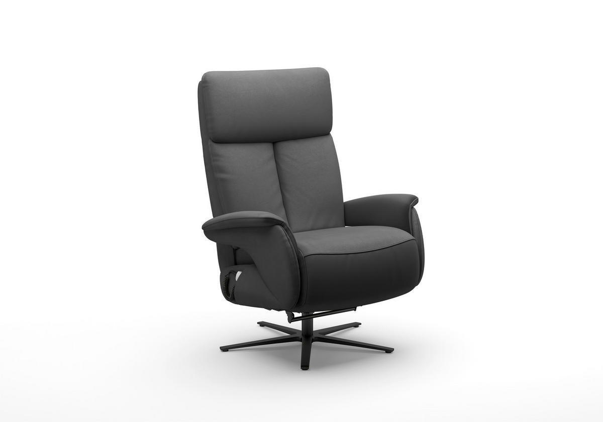 RELAXSESSEL in Leder Schwarz  - Schwarz, Basics, Leder/Metall (86/111/86cm) - Sit & More