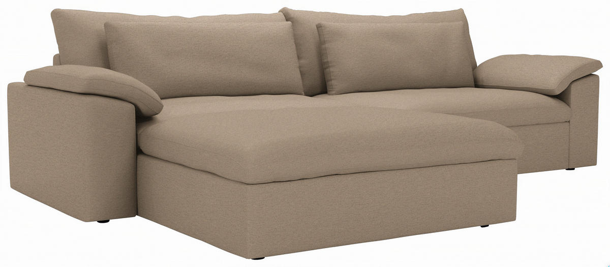 ECKSOFA Flachgewebe Beige  - Beige/Schwarz, Modern, Kunststoff/Textil (198/306cm) - Carryhome