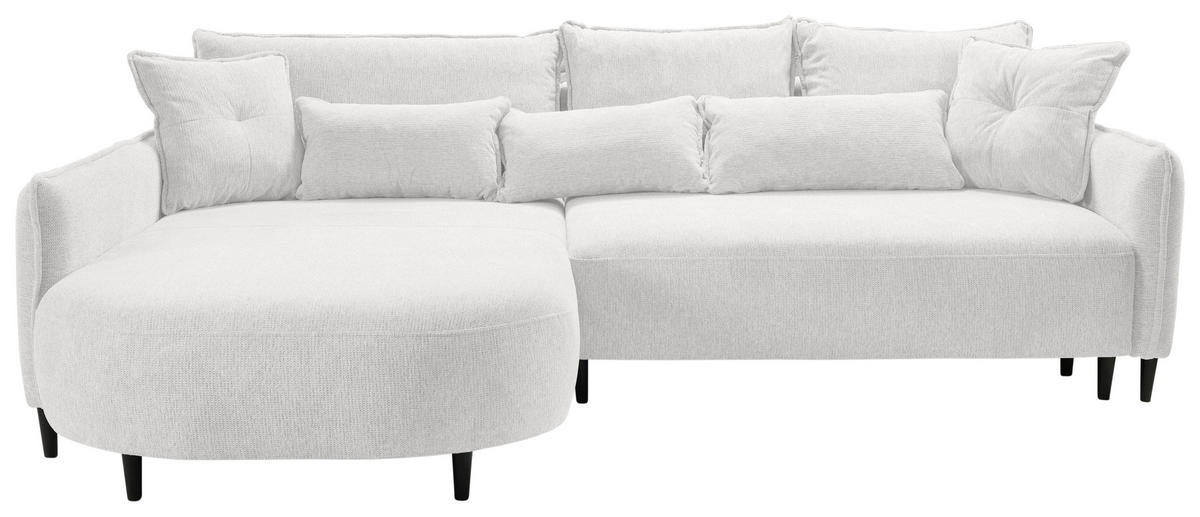 ECKSOFA in Chenille Creme  - Creme/Schwarz, Modern, Textil/Metall (200/285cm) - MID.YOU