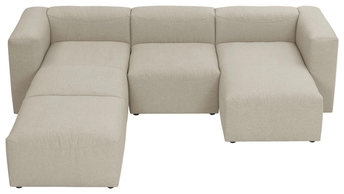 WOHNLANDSCHAFT Creme Flachgewebe  - Creme, Design, Kunststoff/Textil (235/275/160cm) - Max Winzer