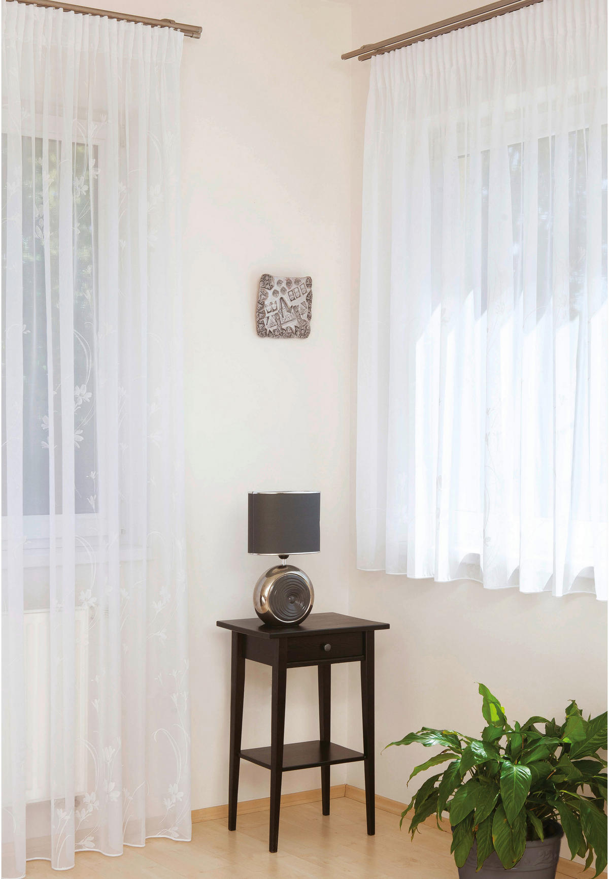 PERDEA CONFECțIONATĂ transparent  - alb, Basics, textil (140/245cm)