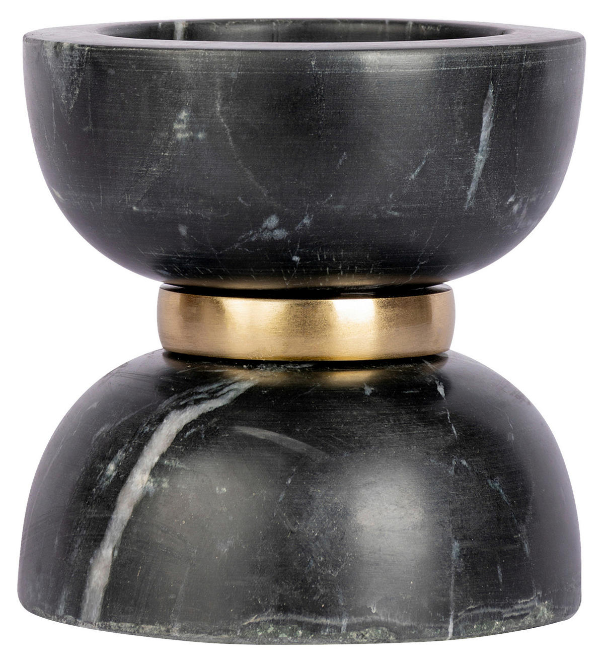KERZENHALTER - Goldfarben/Schwarz, Trend, Stein/Metall (12.75/12.75/14cm) - Kayoom