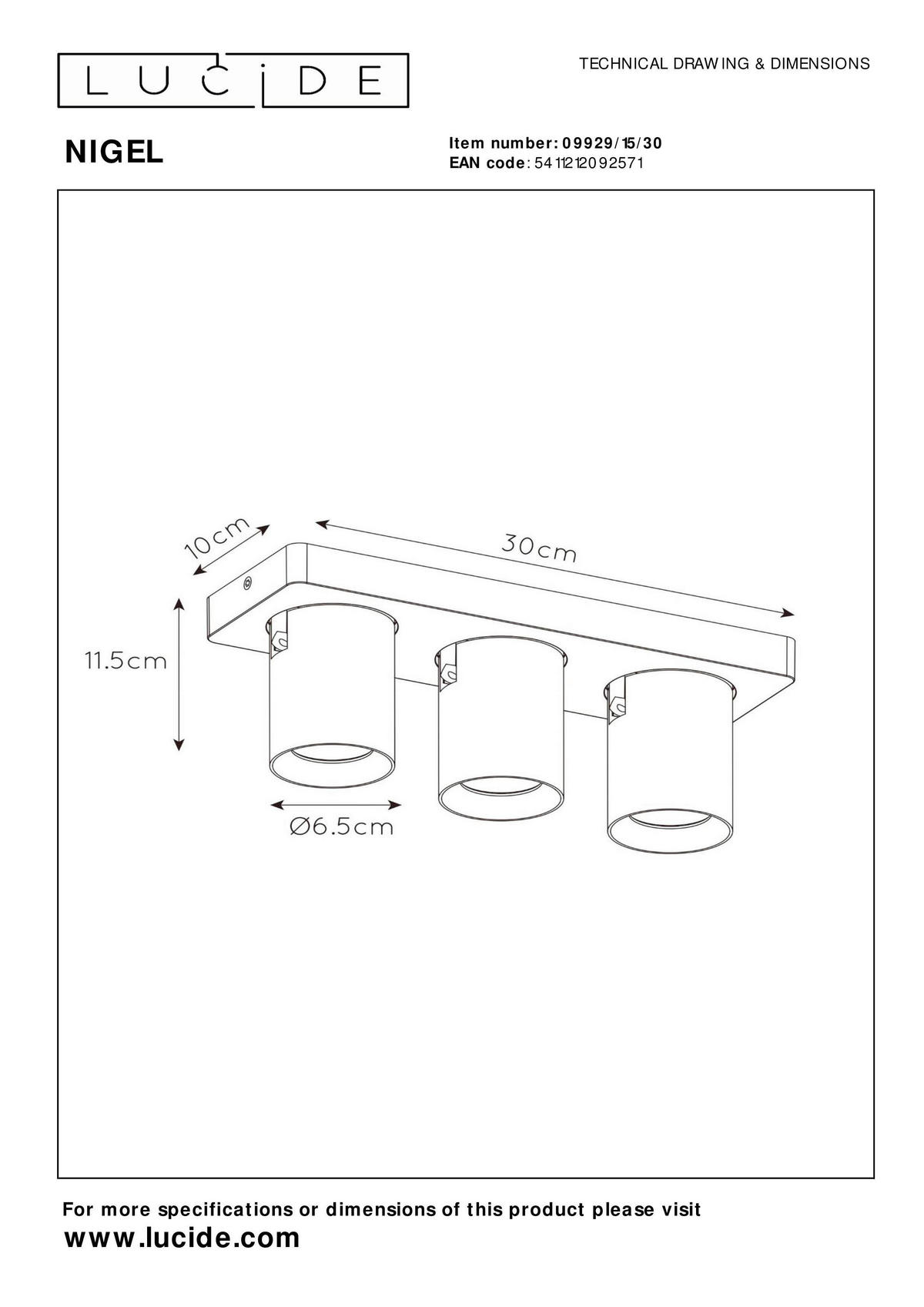 LED-STRAHLER - Schwarz, Konventionell, Metall (30/10/11.5cm) - Lucide