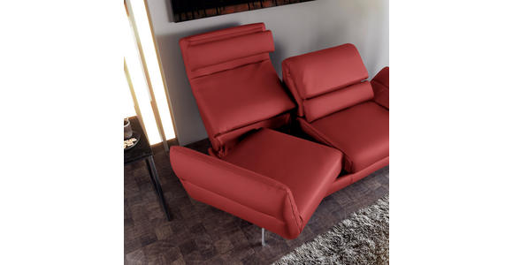 2-SITZER-SOFA Echtleder Rot  - Chromfarben/Rot, Design, Leder/Metall (198-246/83/96-187cm) - Dieter Knoll