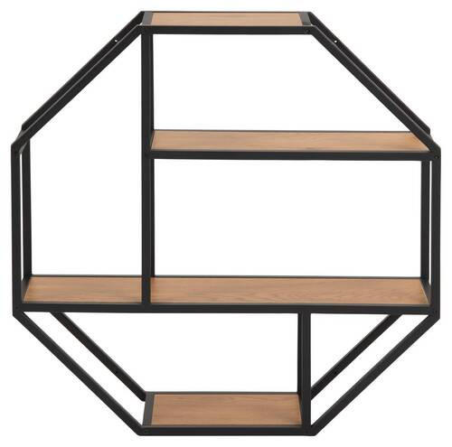 WANDREGAL Schwarz, Eichefarben  - Eichefarben/Schwarz, Trend, Holzwerkstoff/Metall (77/77/20cm) - Livetastic