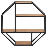 WANDREGAL 77/77/20 cm  - Eichefarben/Schwarz, Trend, Holzwerkstoff/Metall (77/77/20cm) - Livetastic