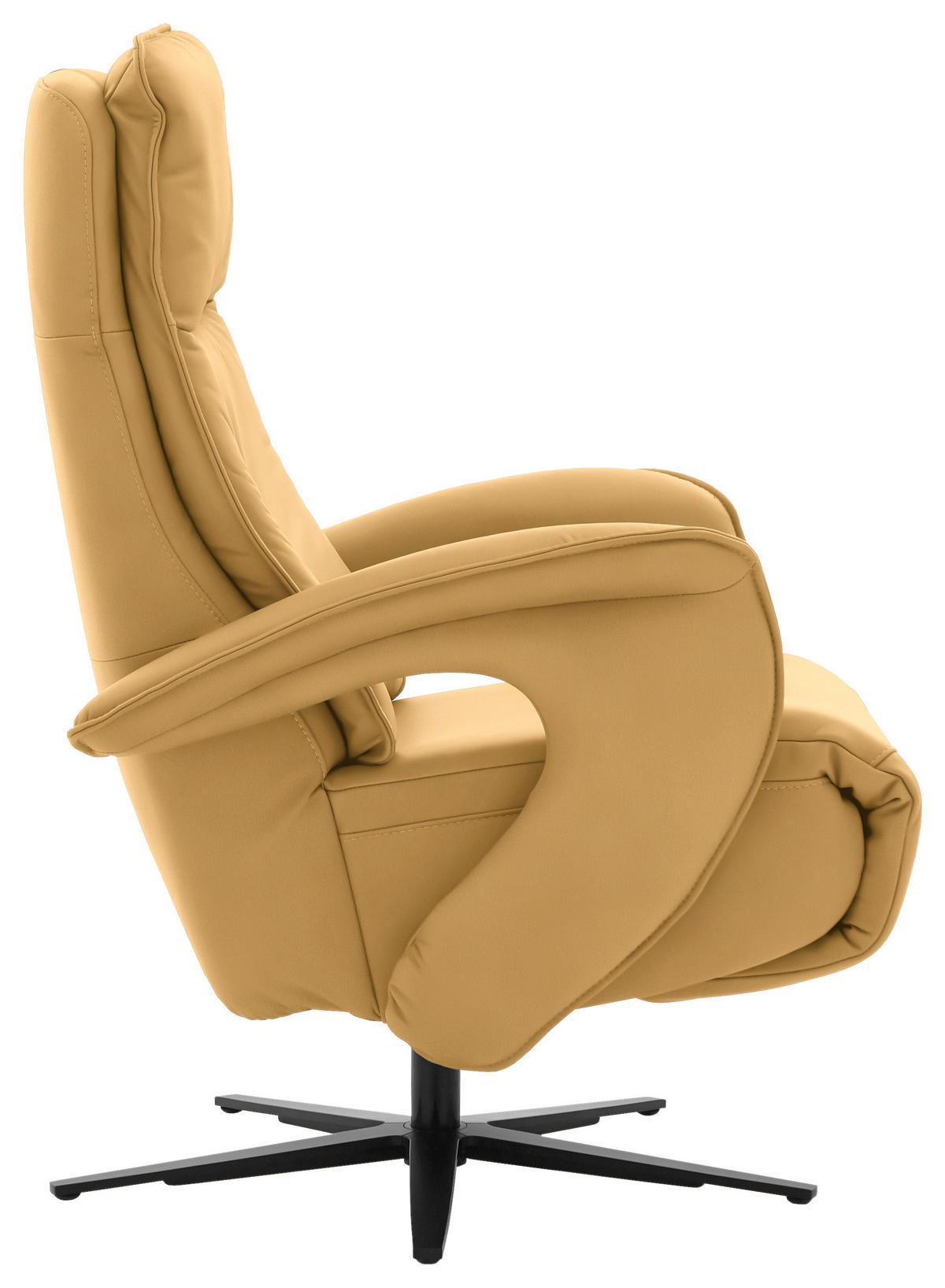 RELAXSESSEL in Leder Gelb  - Gelb/Schwarz, Design, Leder/Metall (77/110/87cm) - Valdera