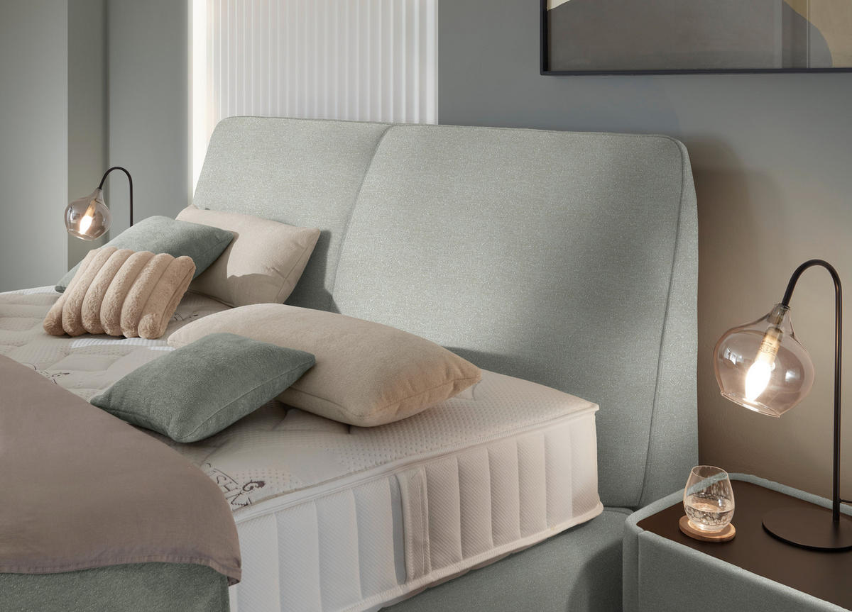 BOXSPRINGBETT 200/200 cm  in Hellgrau  - Hellgrau/Schwarz, Design, Kunststoff/Textil (200/200cm) - Johann Jakob