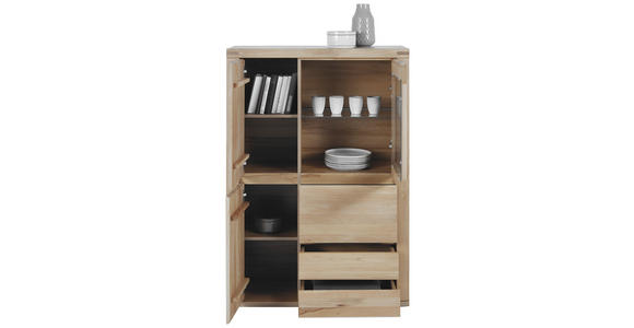 HIGHBOARD Alteiche 98,4/139,6/37,7 cm - Alteiche/Grau, KONVENTIONELL, Glas/Holz (98,4/139,6/37,7cm) - Voleo