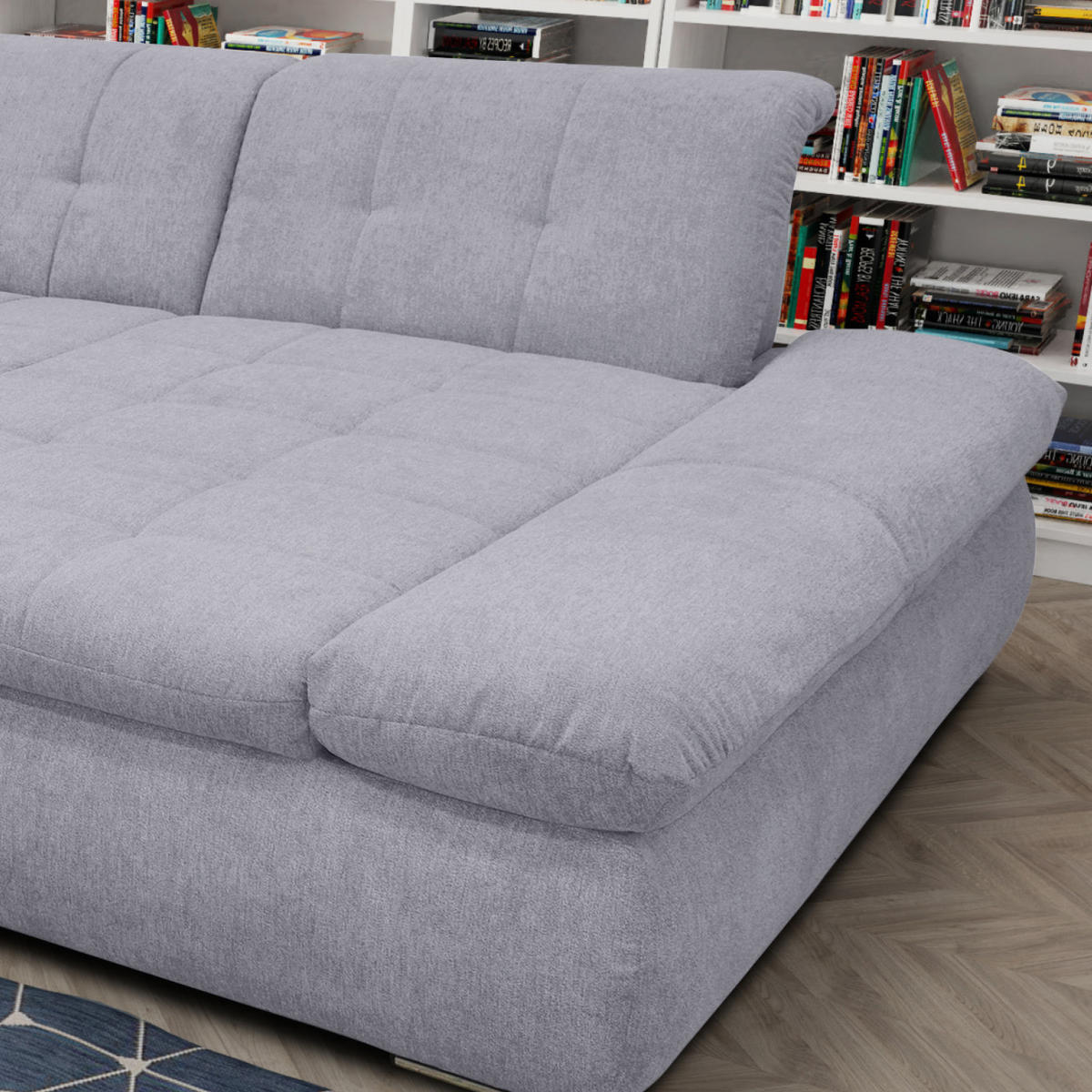 WOHNLANDSCHAFT in Mikrofaser Grau  - Chromfarben/Grau, KONVENTIONELL, Textil/Metall (216/353/172cm) - MID.YOU