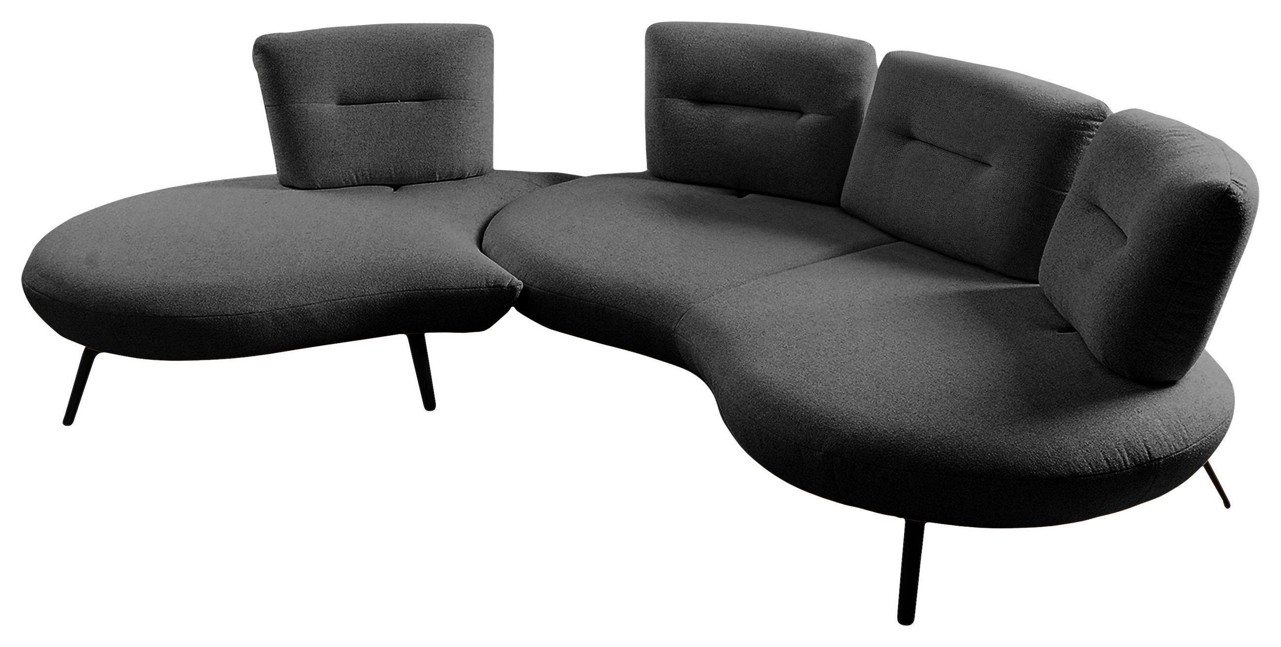 BIGSOFA Flachgewebe Anthrazit  - Anthrazit/Schwarz, Design, Textil/Metall (456/93/138cm) - Moderano