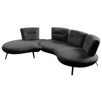 BIGSOFA Flachgewebe Anthrazit  - Anthrazit/Schwarz, Design, Textil/Metall (456/93/138cm) - Moderano