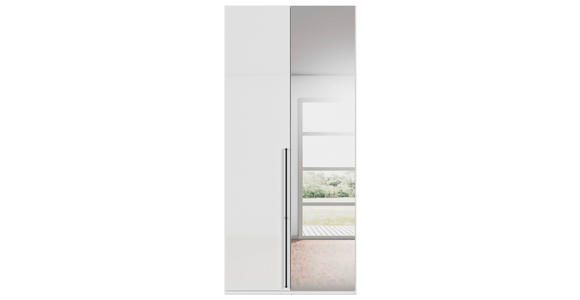 DREHTÜRENSCHRANK 101/223/61 cm,  in Weiß, Weiß Hochglanz, 2-türig  - Chromfarben/Weiß Hochglanz, Basics, Glas/Holzwerkstoff (101/223/61cm) - Novel