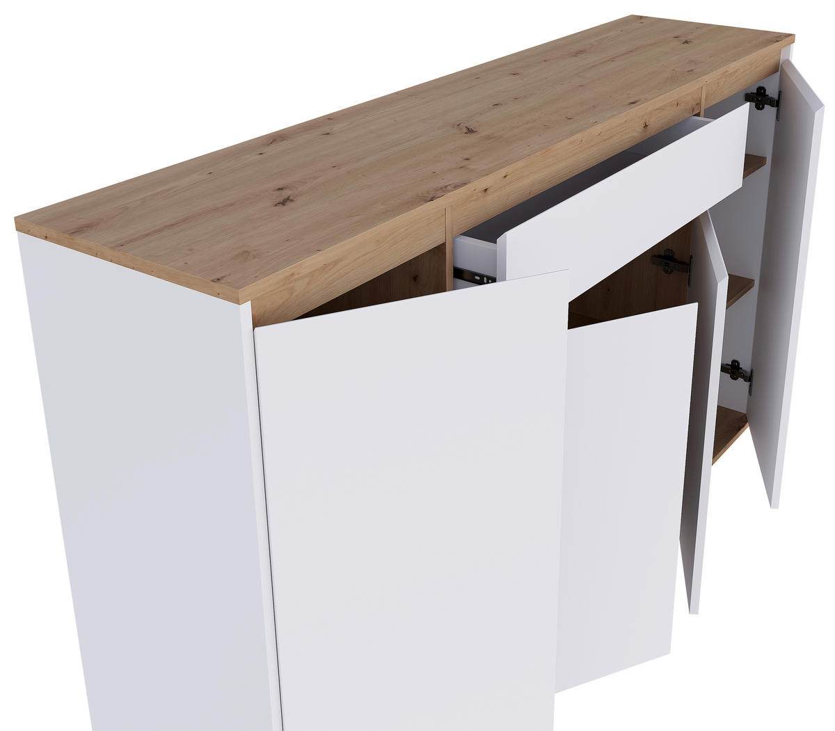 SIDEBOARD  160/93/38 cm 1 Schublade(n)  - Weiß/Eiche Artisan, MODERN, Holzwerkstoff (160/93/38cm) - Carryhome