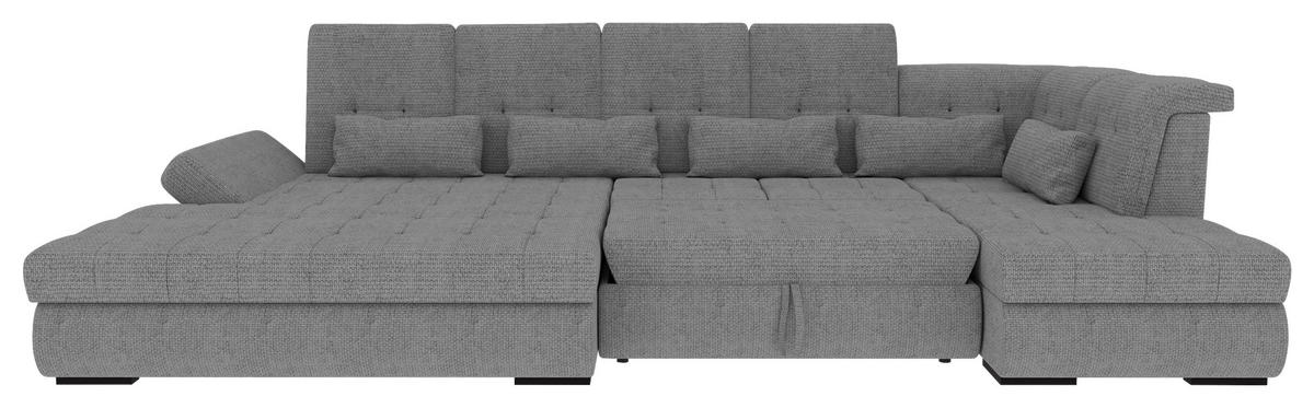 WOHNLANDSCHAFT Grau Struktur  - Schwarz/Grau, KONVENTIONELL, Kunststoff/Textil (212/358/222cm) - Carryhome