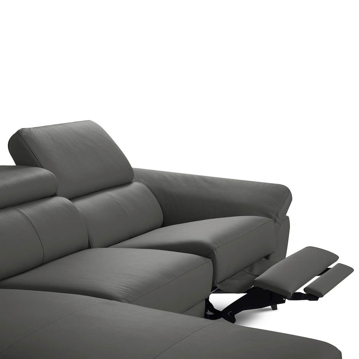 ECKSOFA  in Lederlook Echtleder Anthrazit  179/252 cm  - Anthrazit/Schwarz, Design, Leder/Textil (179/252cm) - Livetastic